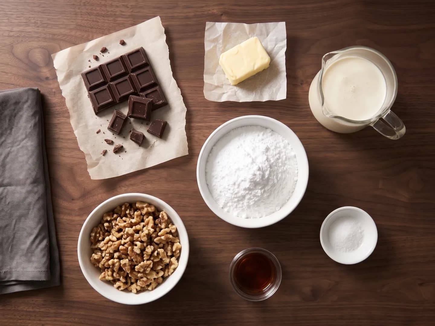 Ingredients for chocolate walnut fudge