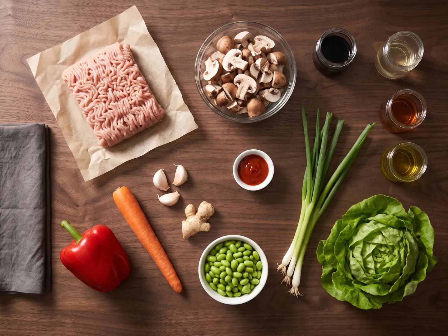 Ingredients for chicken lettuce wraps