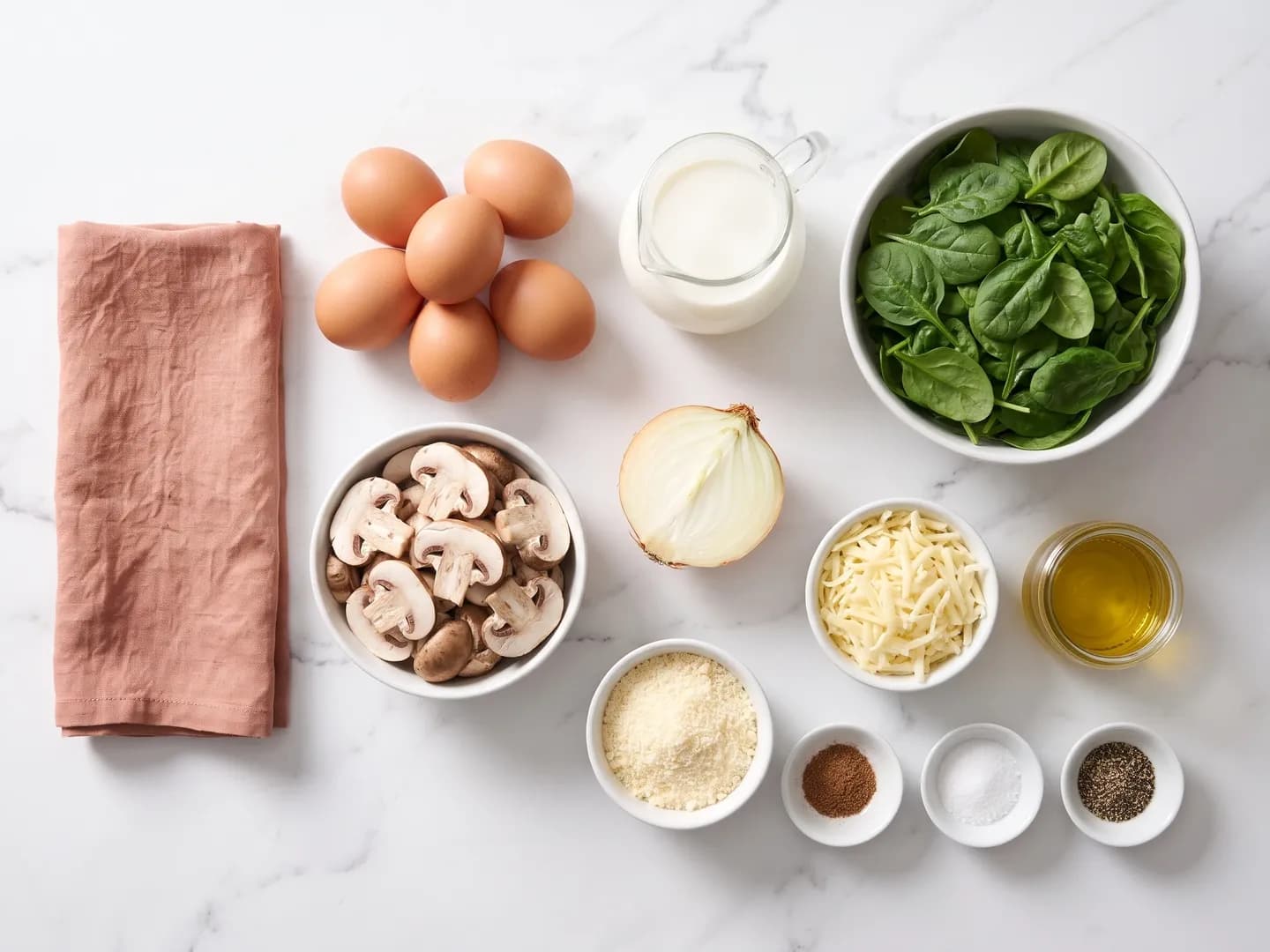Ingredients for crustless quiche