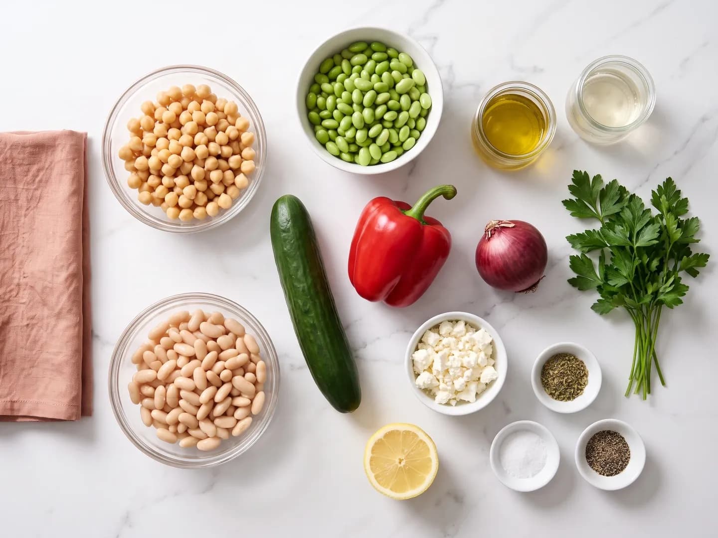Ingredients for dense bean salad