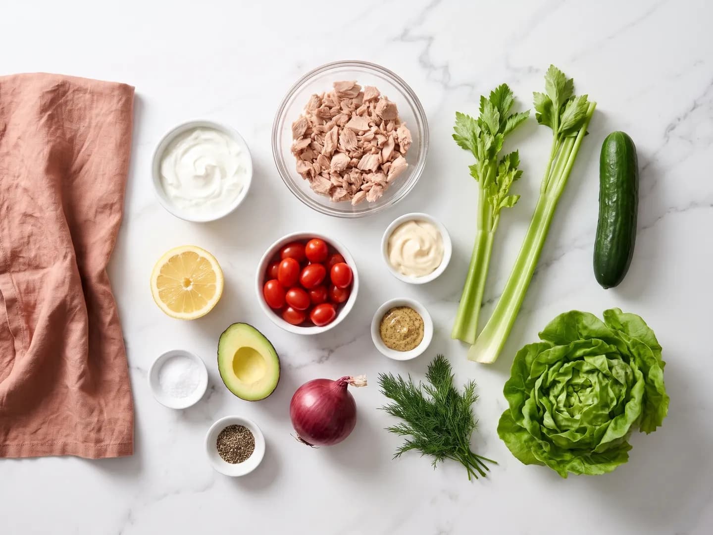 Ingredients for healthy tuna salad