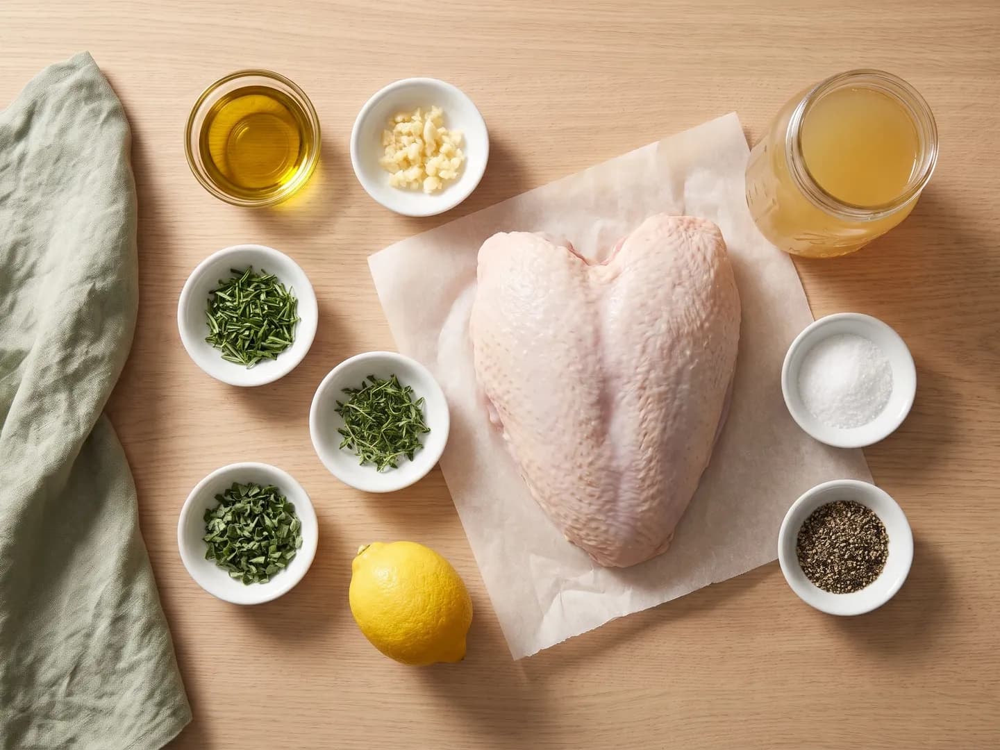 Ingredients for herb-roasted turkey breast