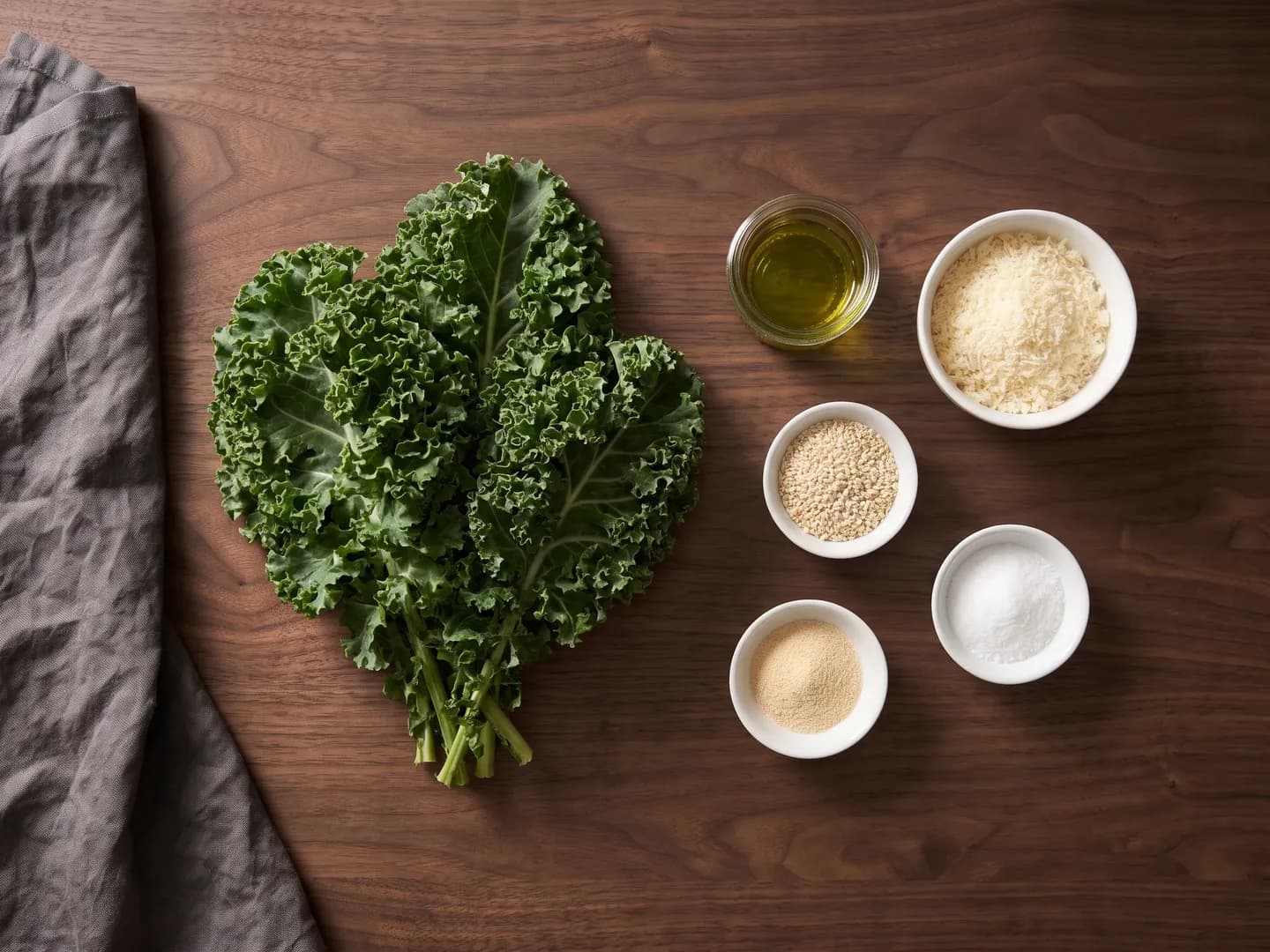 Ingredients for Parmesan kale chips