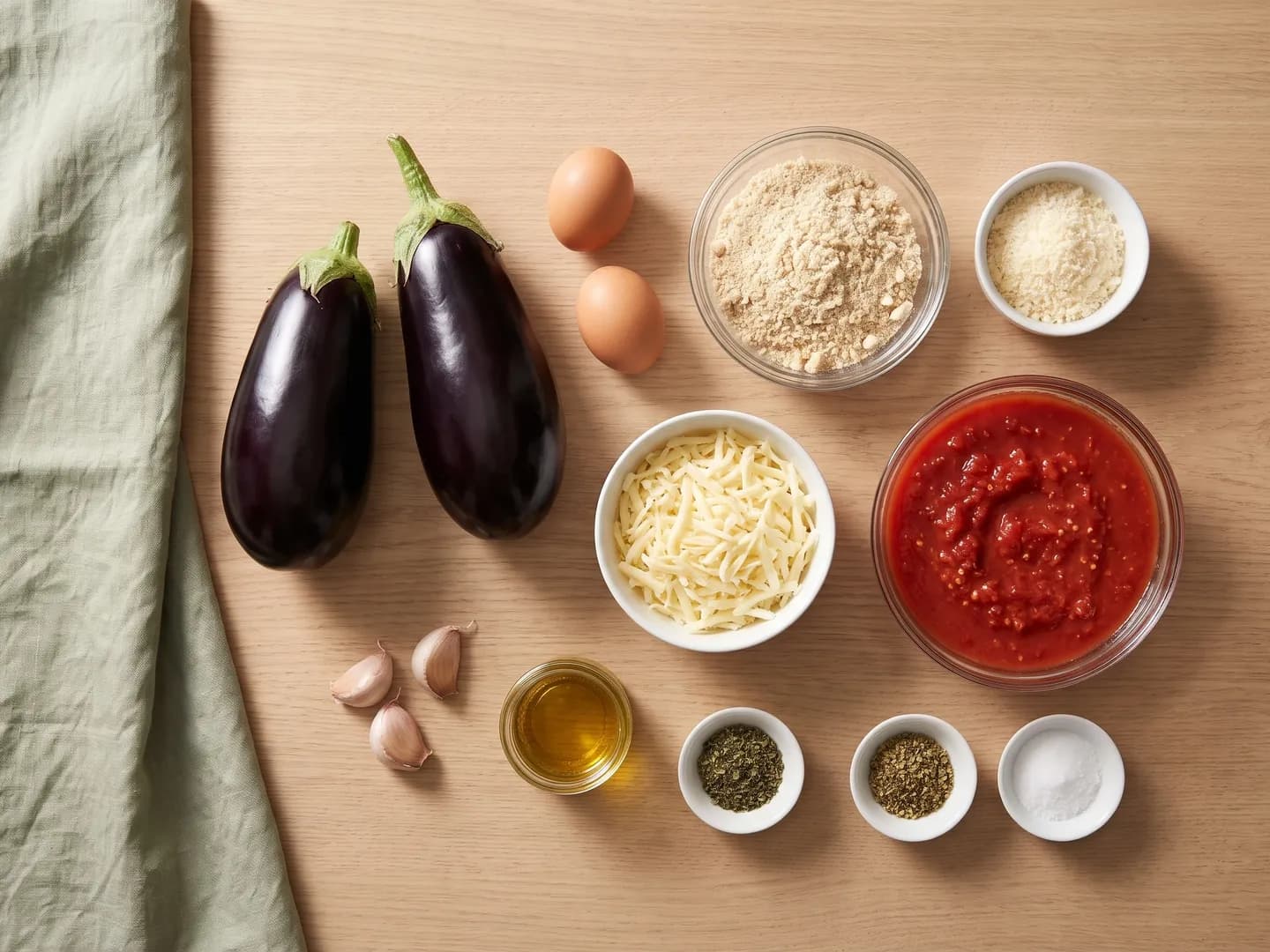 Ingredients for lighter eggplant parmesan