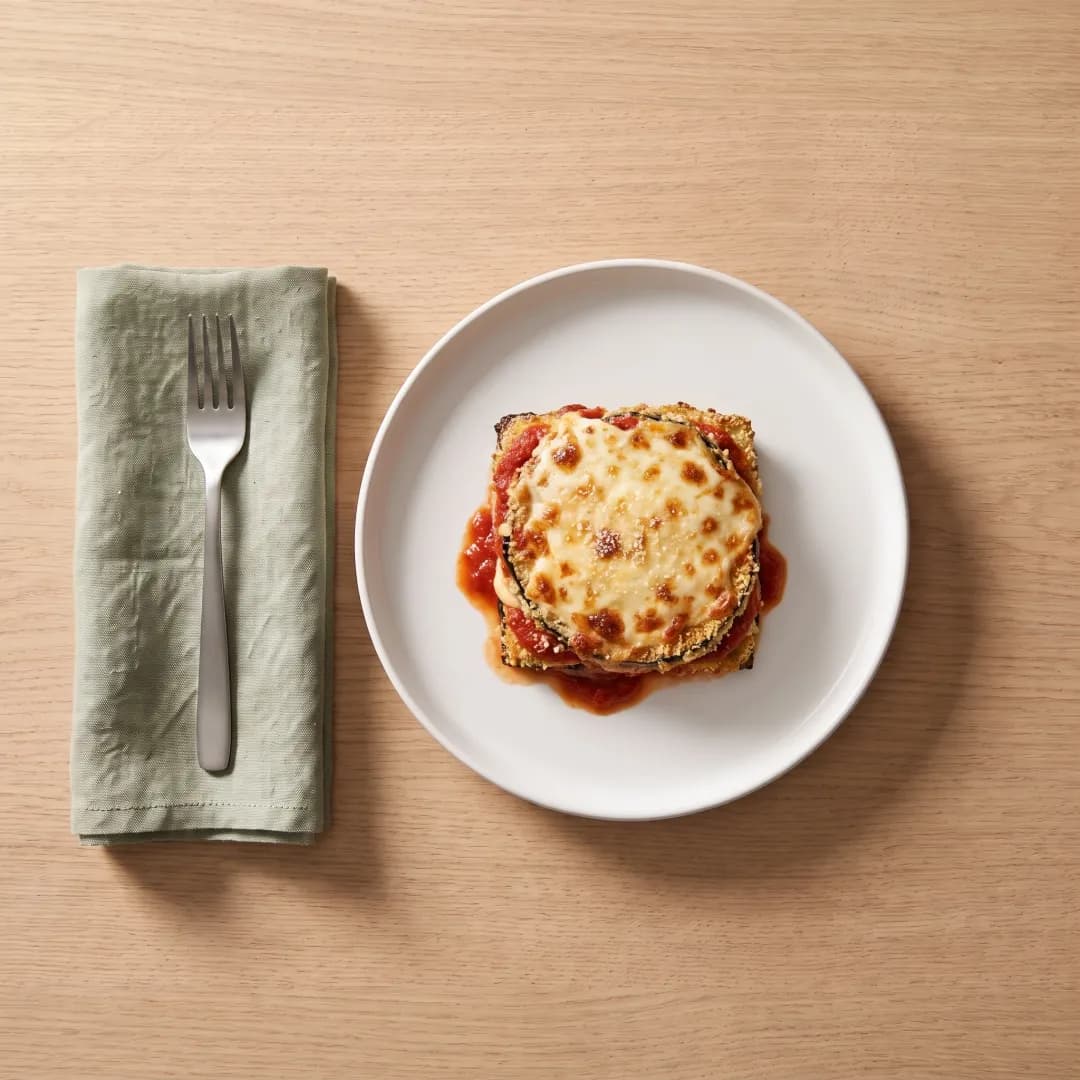 A piece of lighter eggplant parmesan
