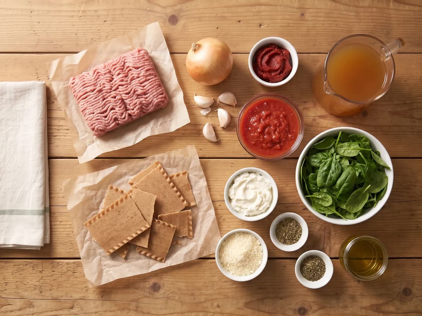 Ingredients for lighter lasagna soup