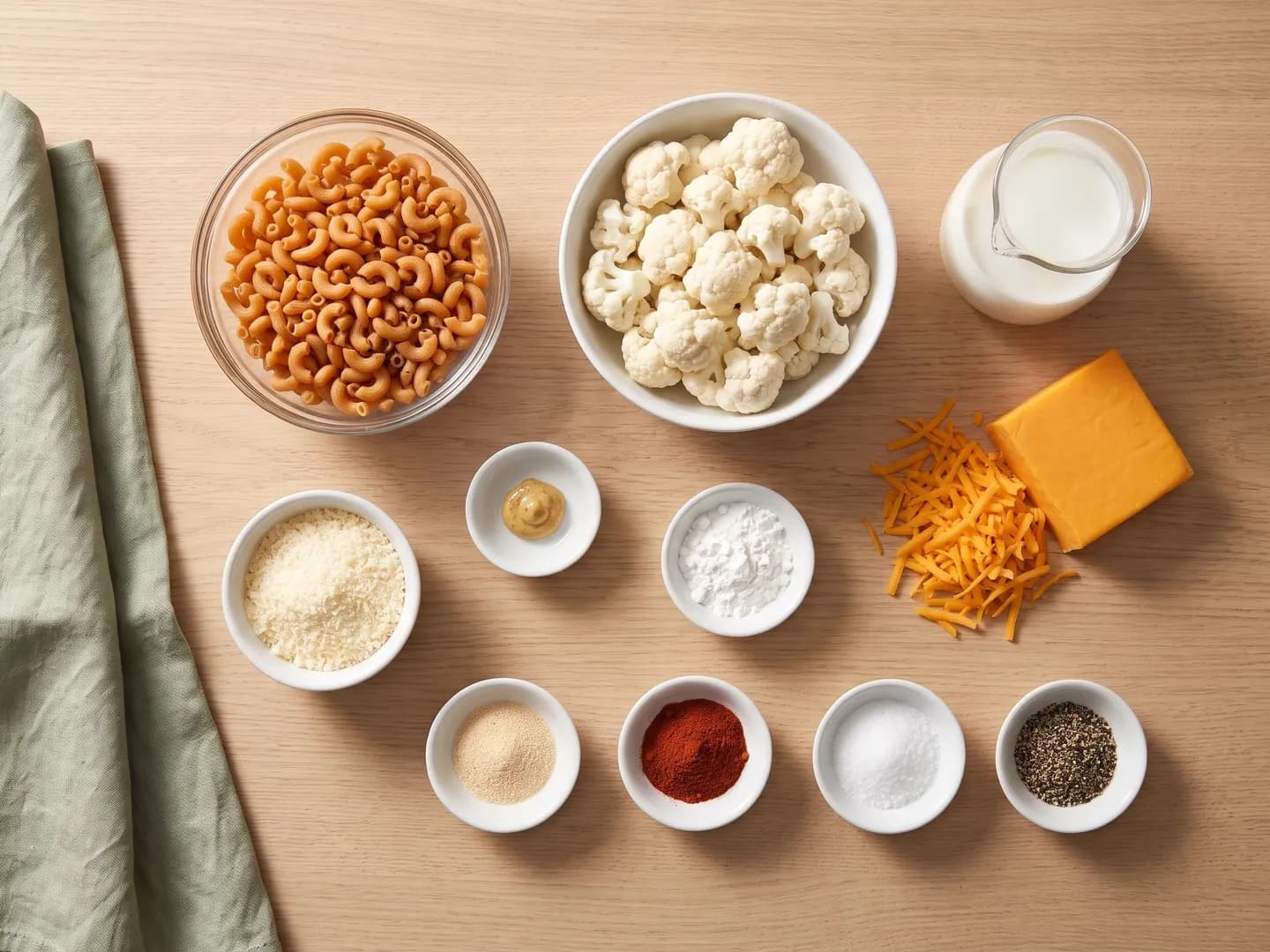 Ingredients for healthy mac and cheese