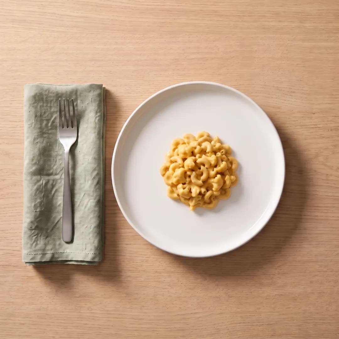 Serving of lighter mac and cheese