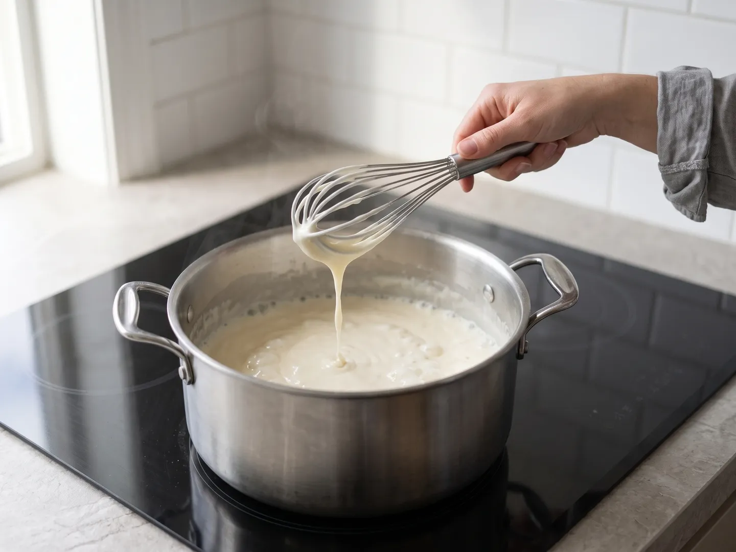 Thickening the milk sauce