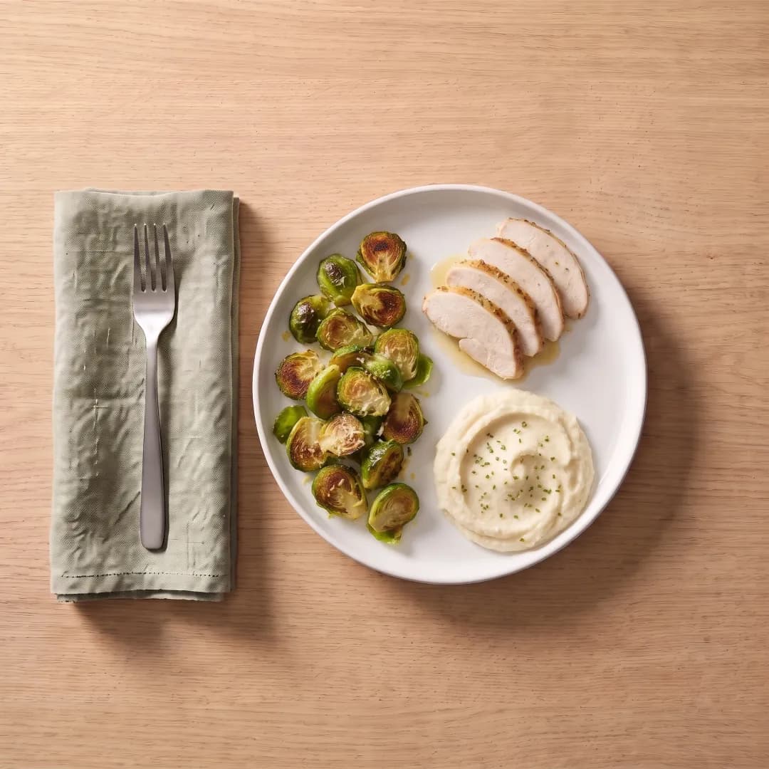 Thanksgiving plate with mashed cauliflower