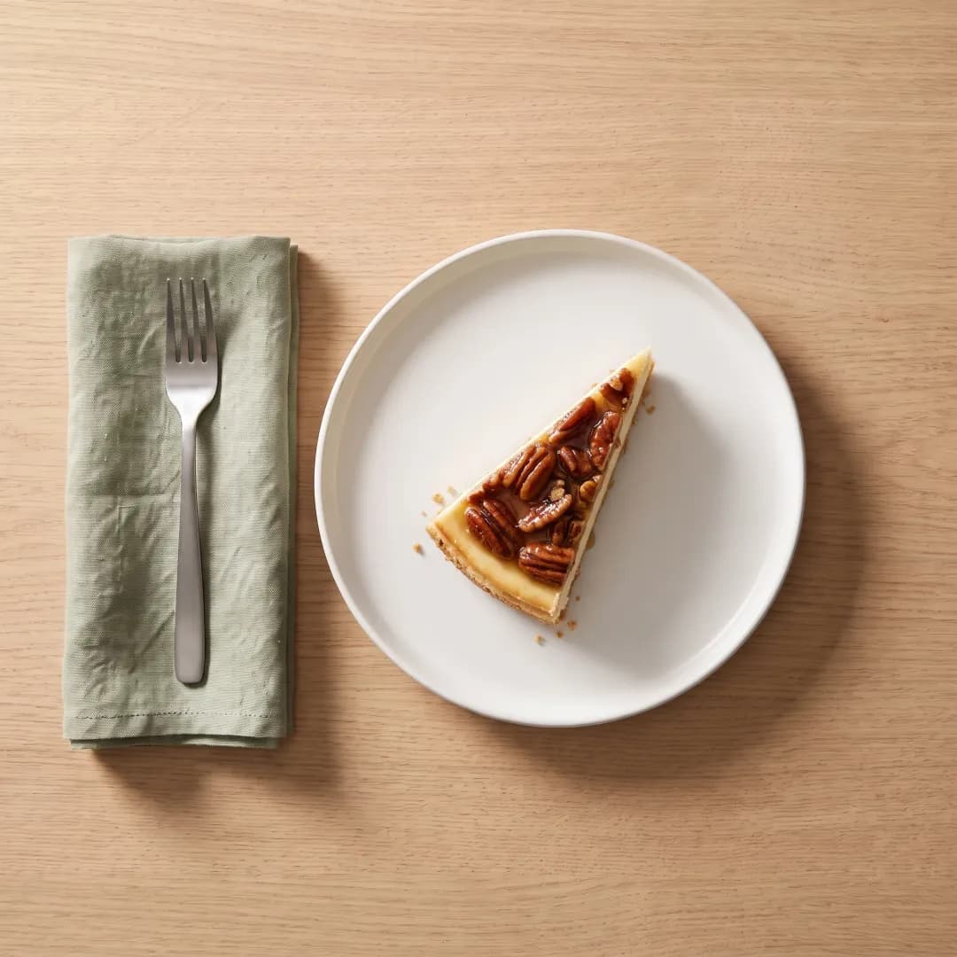 Slice of pecan pie cheesecake