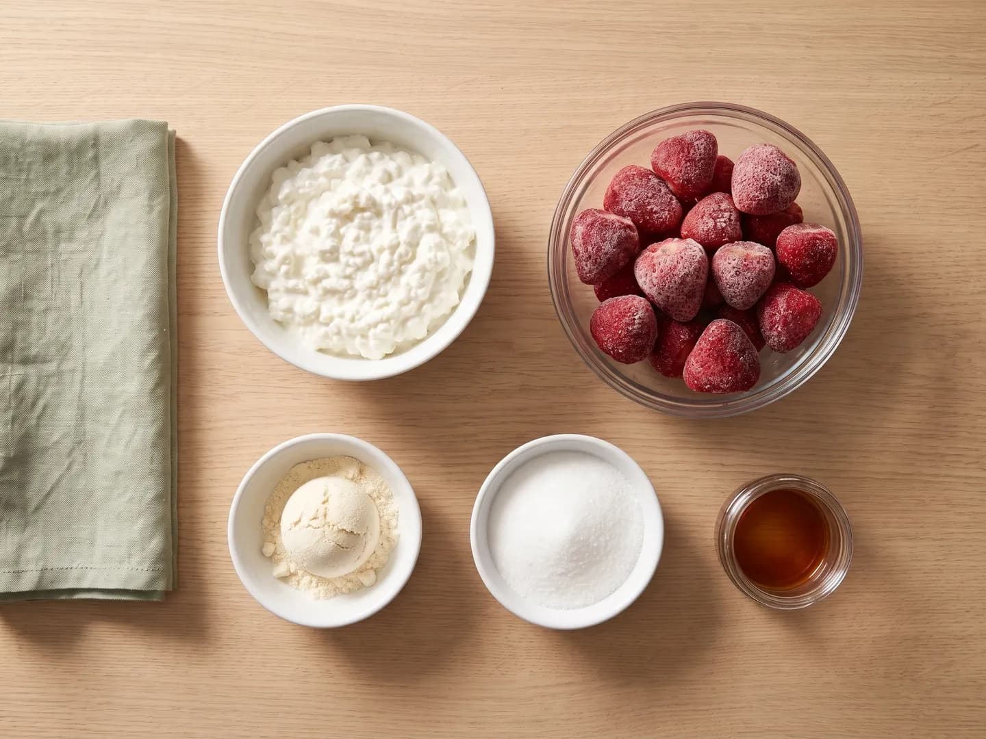 Ingredients for strawberry protein ice cream
