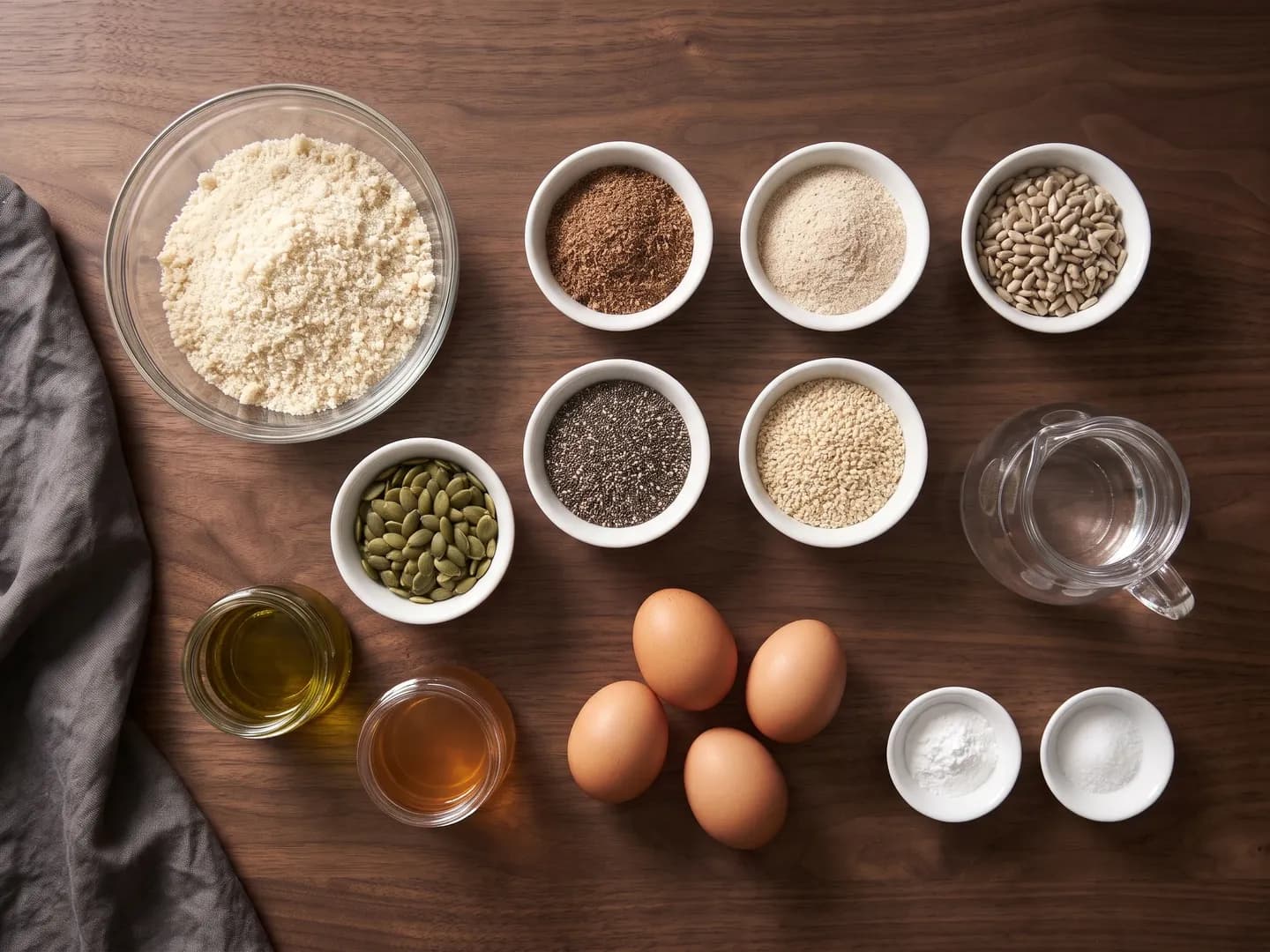 Ingredients for seeded low-carb bread