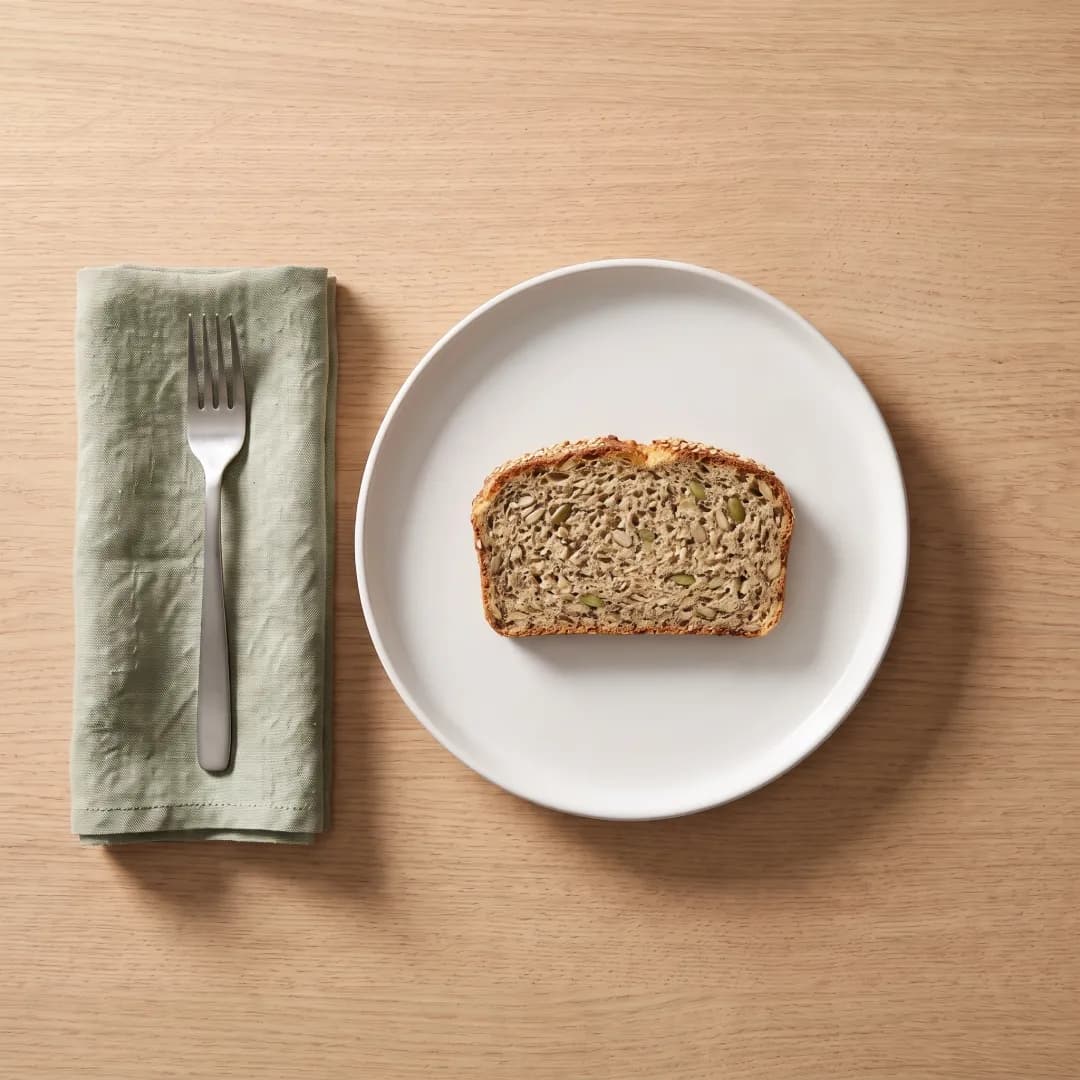 A slice of seeded low-carb bread