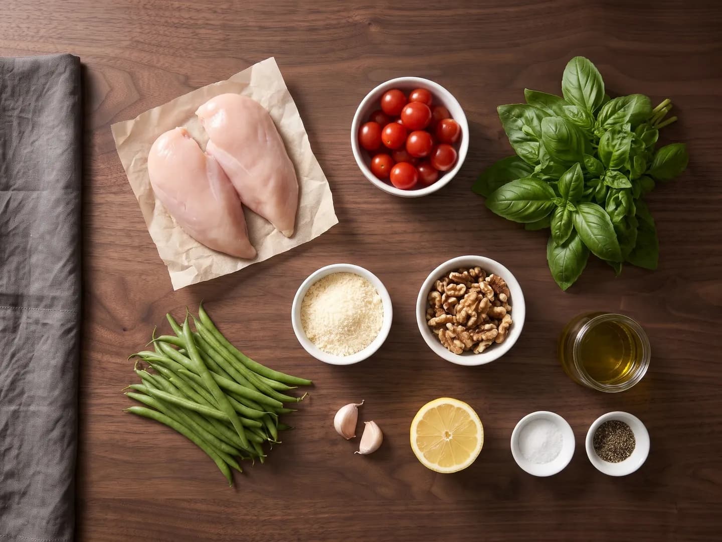 Ingredients for sheet-pan pesto chicken