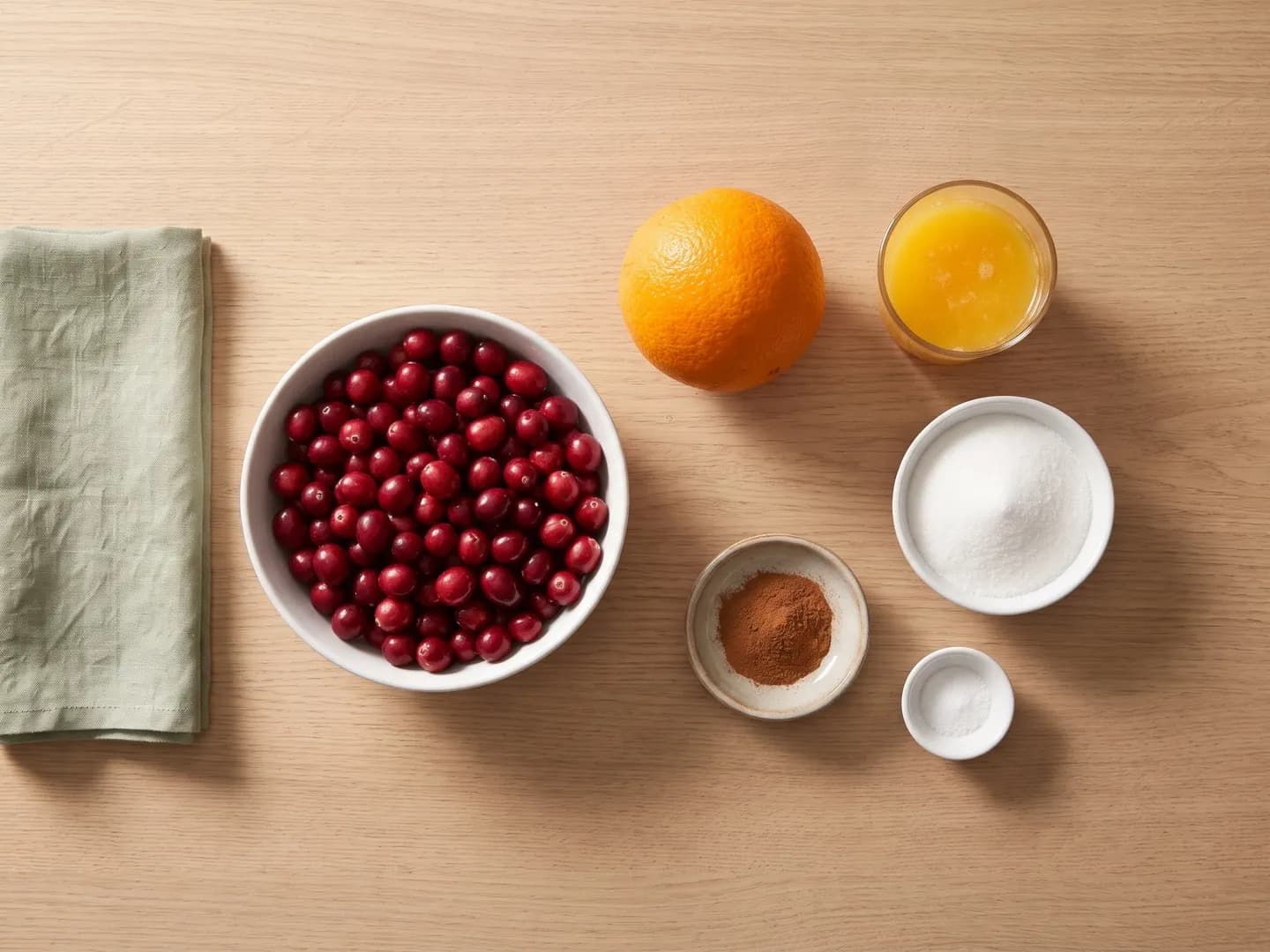 Ingredients for sugar-free cranberry sauce