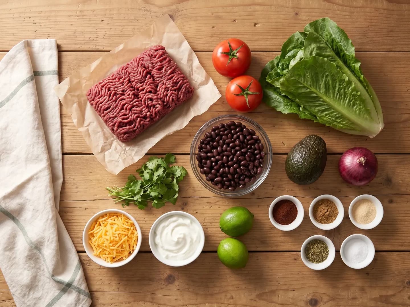 Ingredients for healthy taco salad