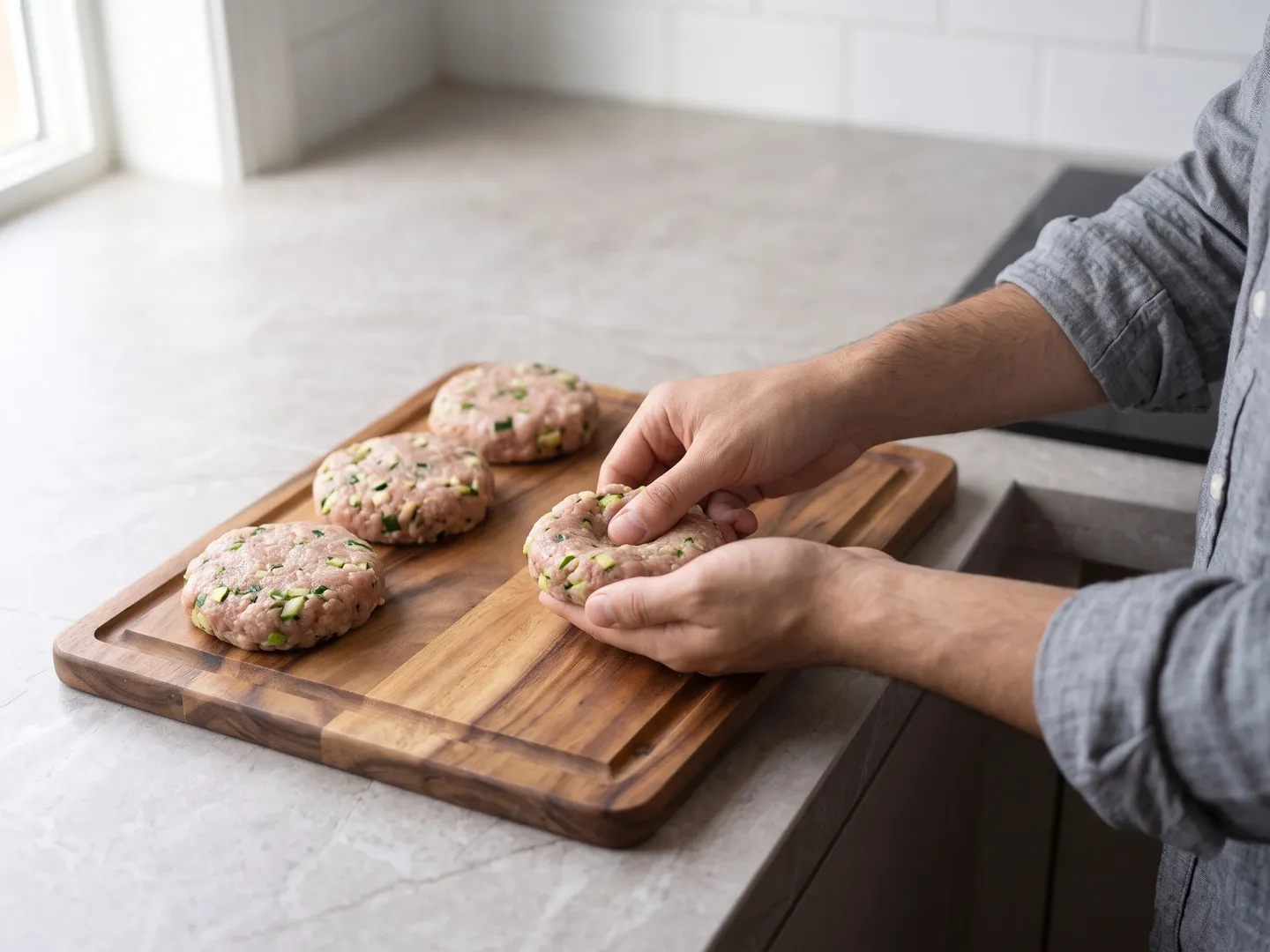 Shaping turkey burger patties