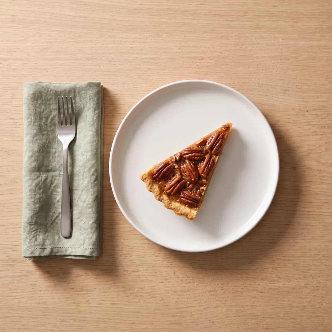 Slice of allulose-sweetened pecan pie