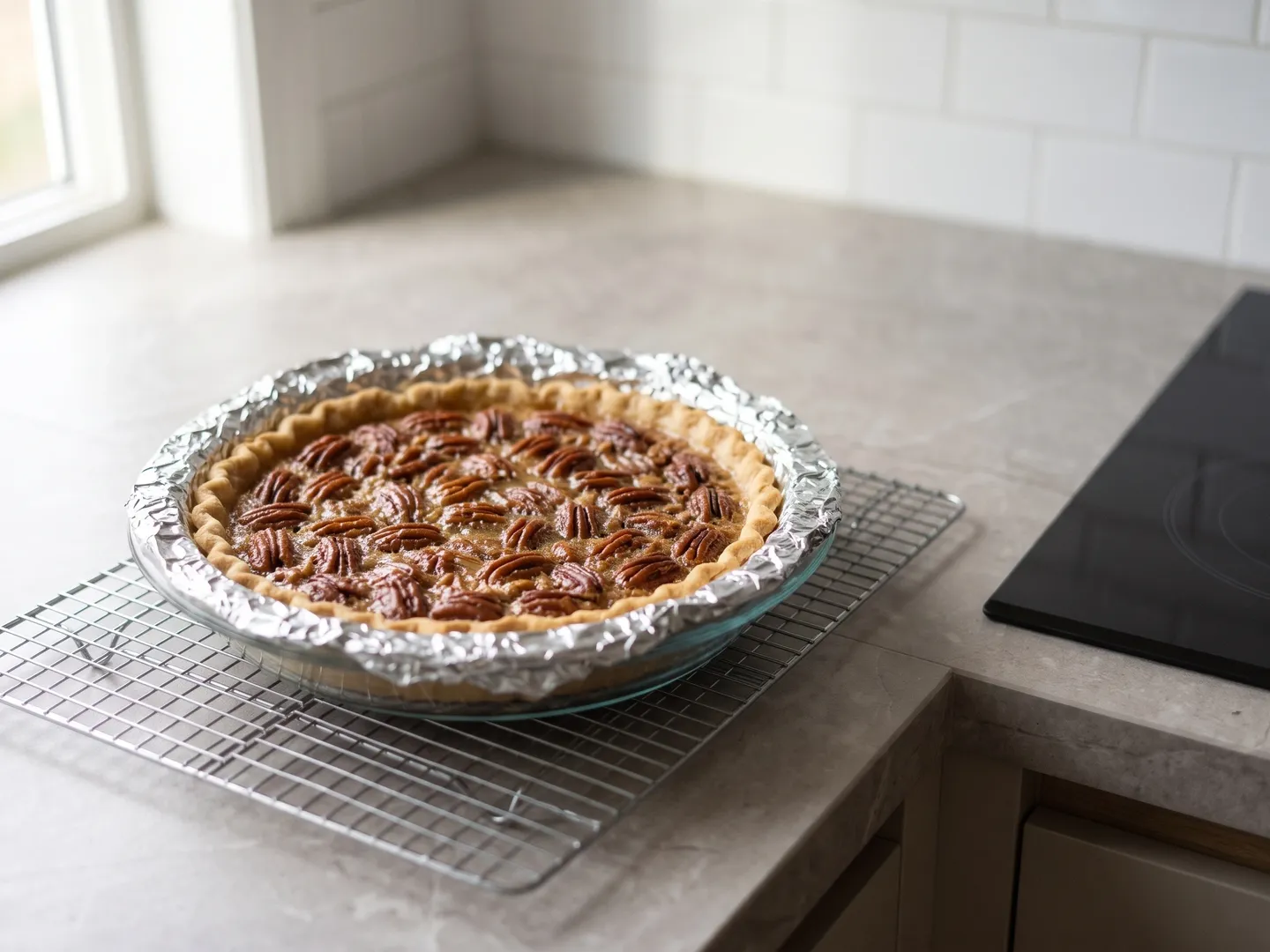 Baked allulose-sweetened pecan pie
