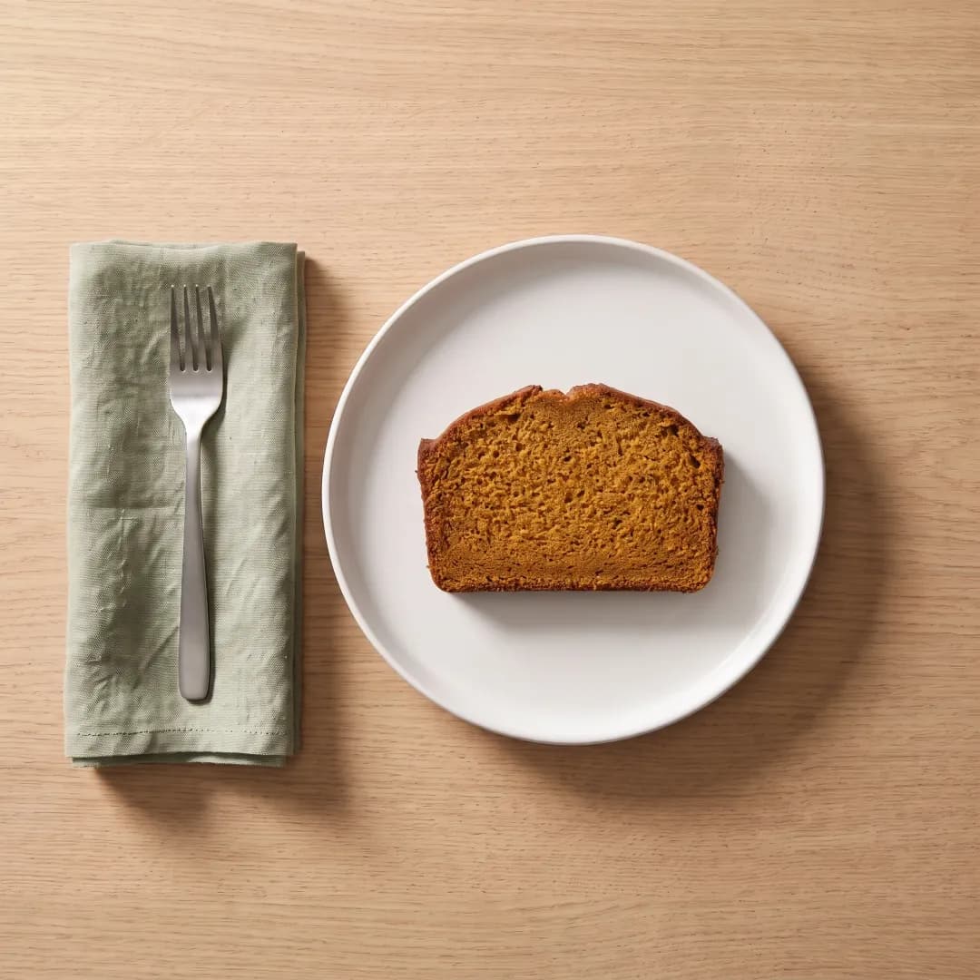 Slice of allulose-sweetened pumpkin bread
