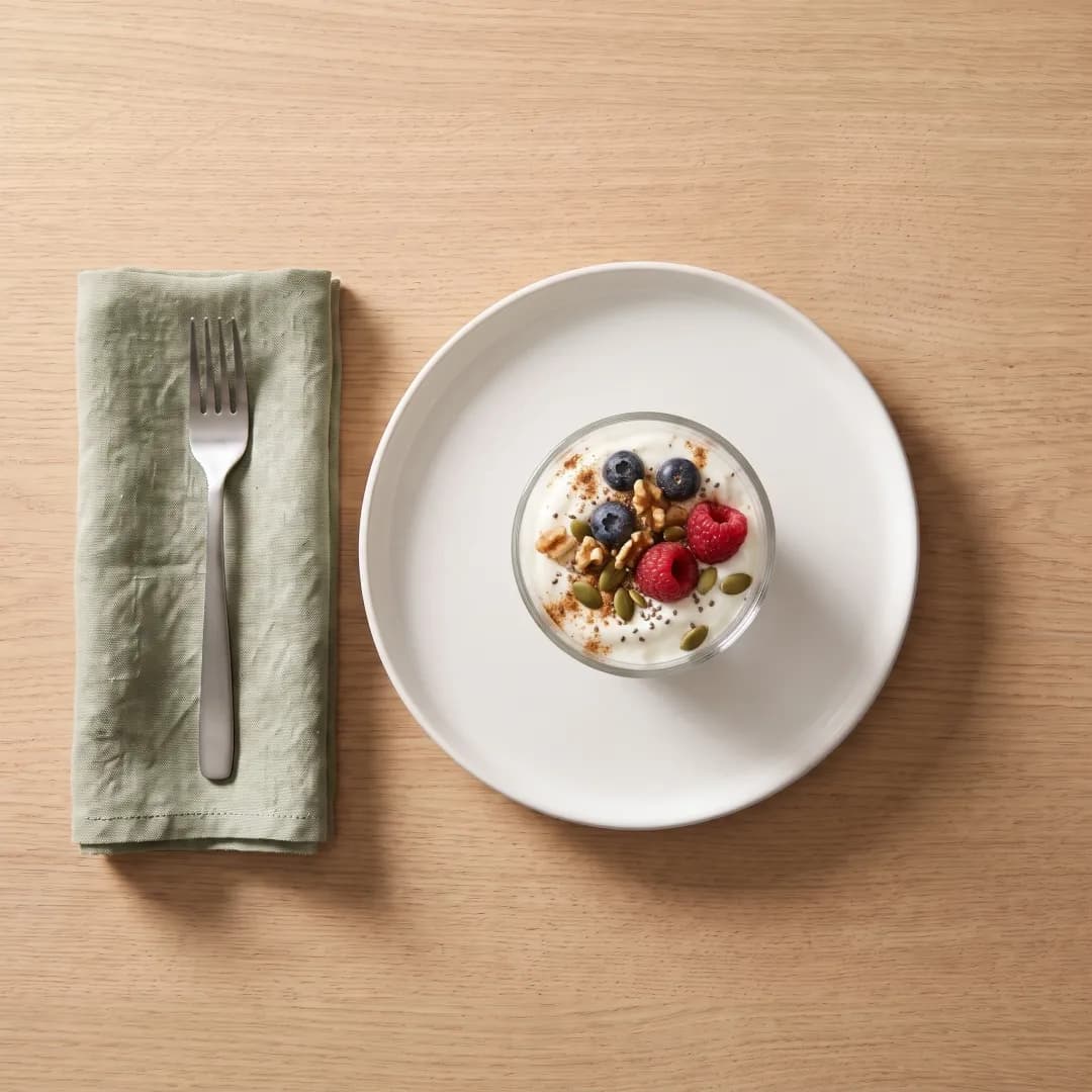 Greek yogurt parfait with berries and nuts