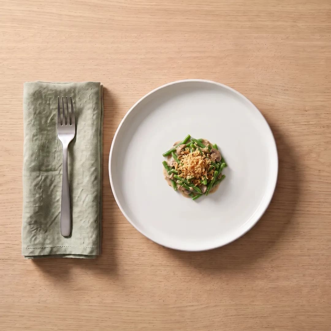 Serving of low-carb green bean casserole