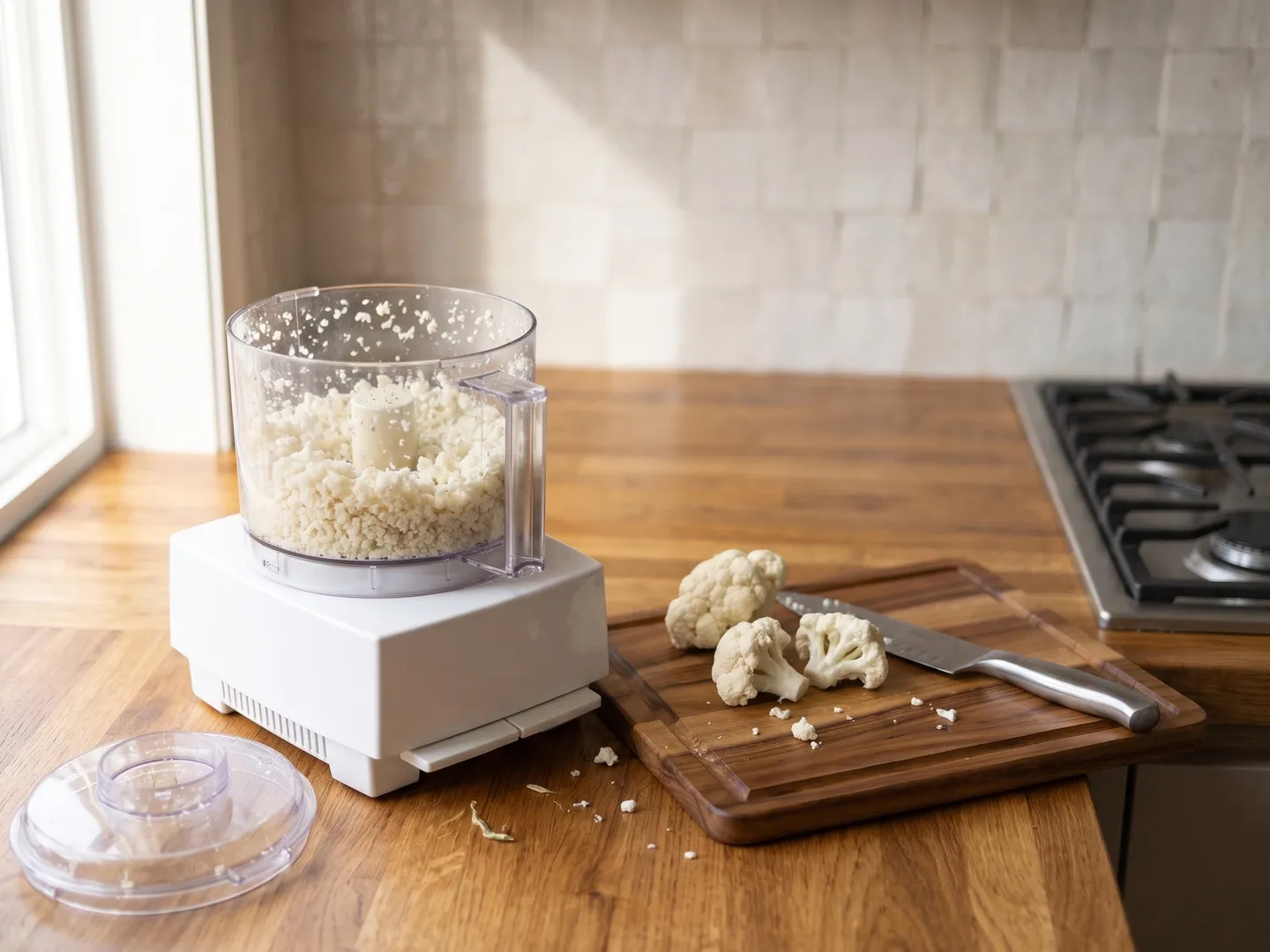 Ricing cauliflower in a food processor