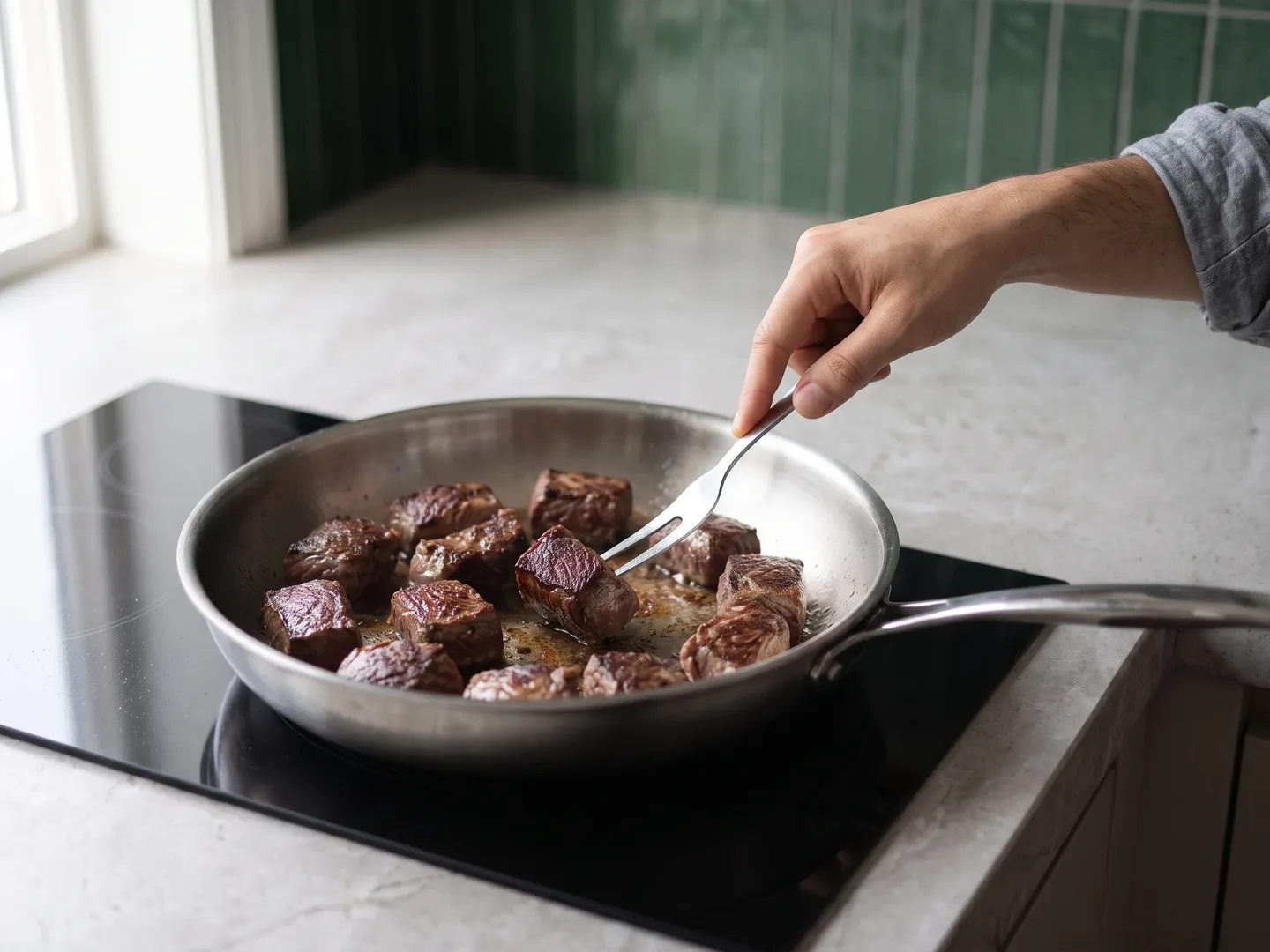 Browning beef for stew