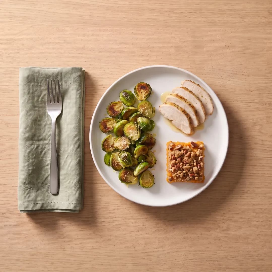 Thanksgiving plate with sweet potato casserole