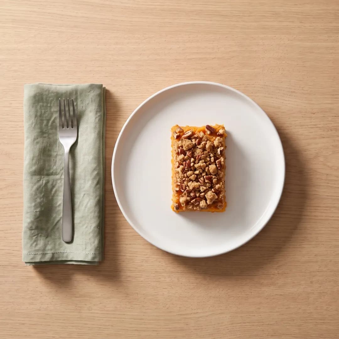 Serving of spiced sweet potato casserole